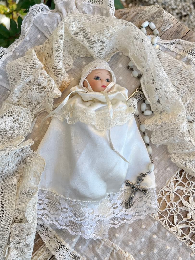 ◆フランスアンティーク｜ミニョネット赤ちゃんビスクドールベビー白ドレスセレモニー