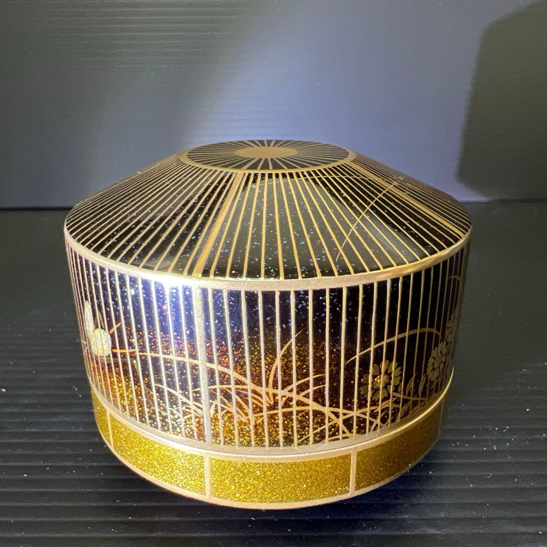 輪島塗名工　代田和哉　虫籠形香合　鈴虫蒔絵　共箱　東Y7-0725⭐︎2Fトトヒサ