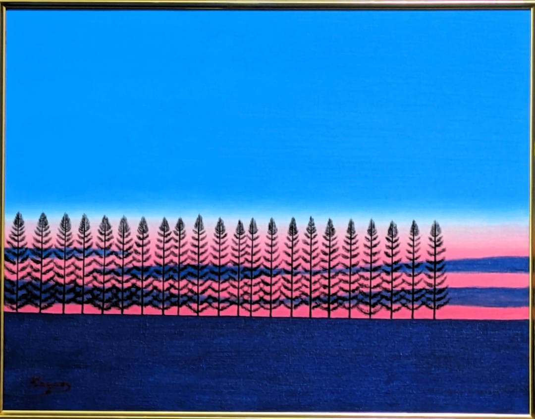 ★美瑛・夕暮れのマイルドセブンの丘・肉筆油彩画・F6キャンバス