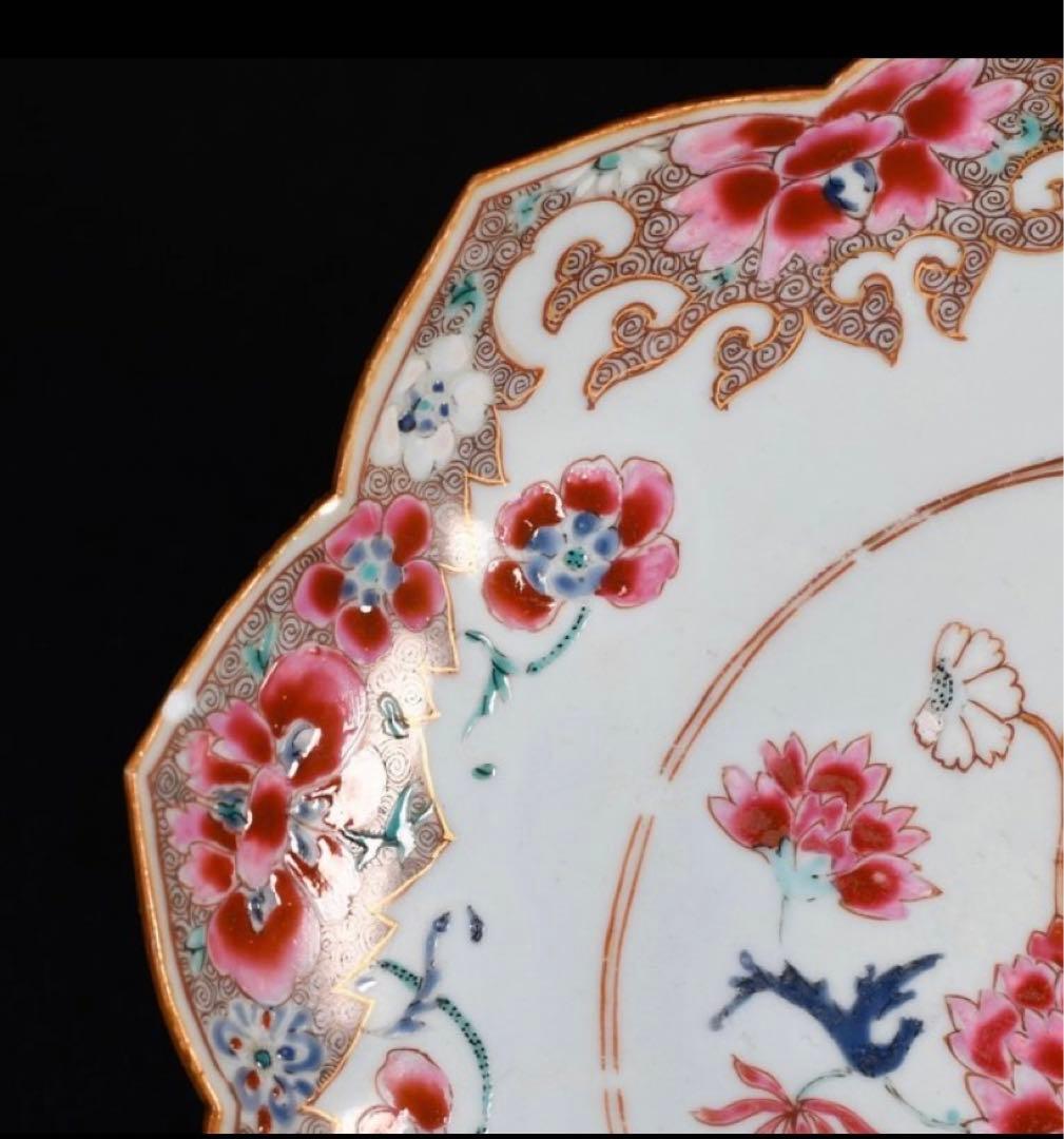 中国古美術品　清の雍正時代　粉彩花文皿　本物保証