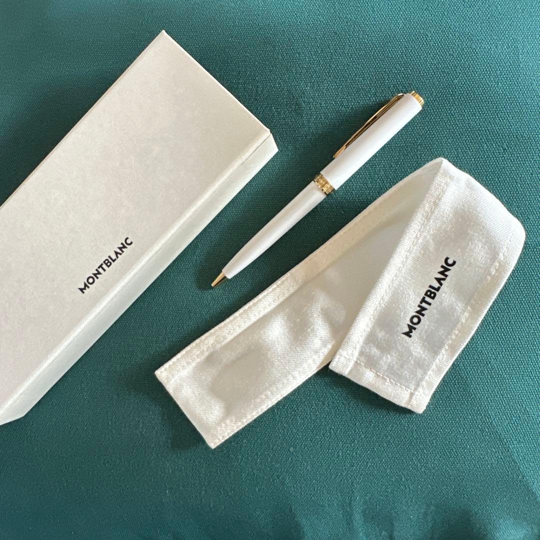MONTBLANC ホワイトボールペン 箱付き 品の良い白×ゴールド本体