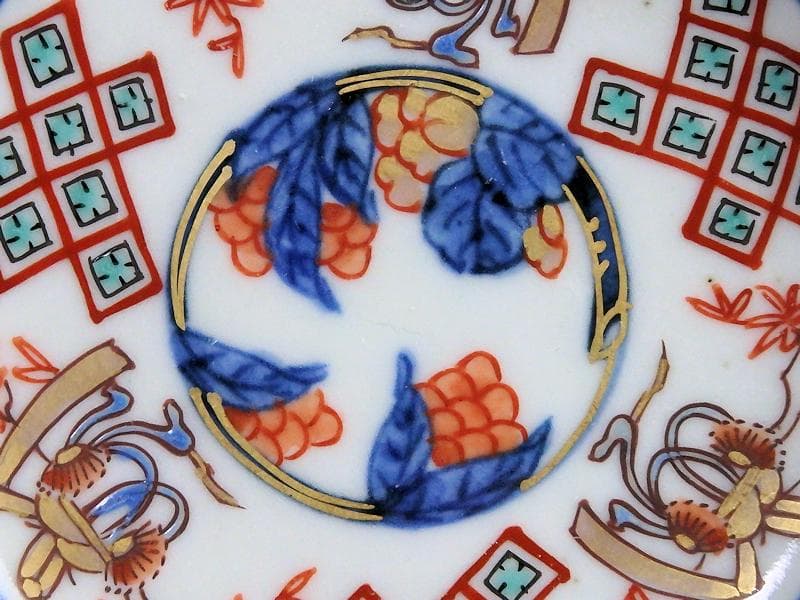 古伊万里　金襴手　烏帽子に紅葉の図　豆皿　手塩皿　２枚　E201AS-CPw