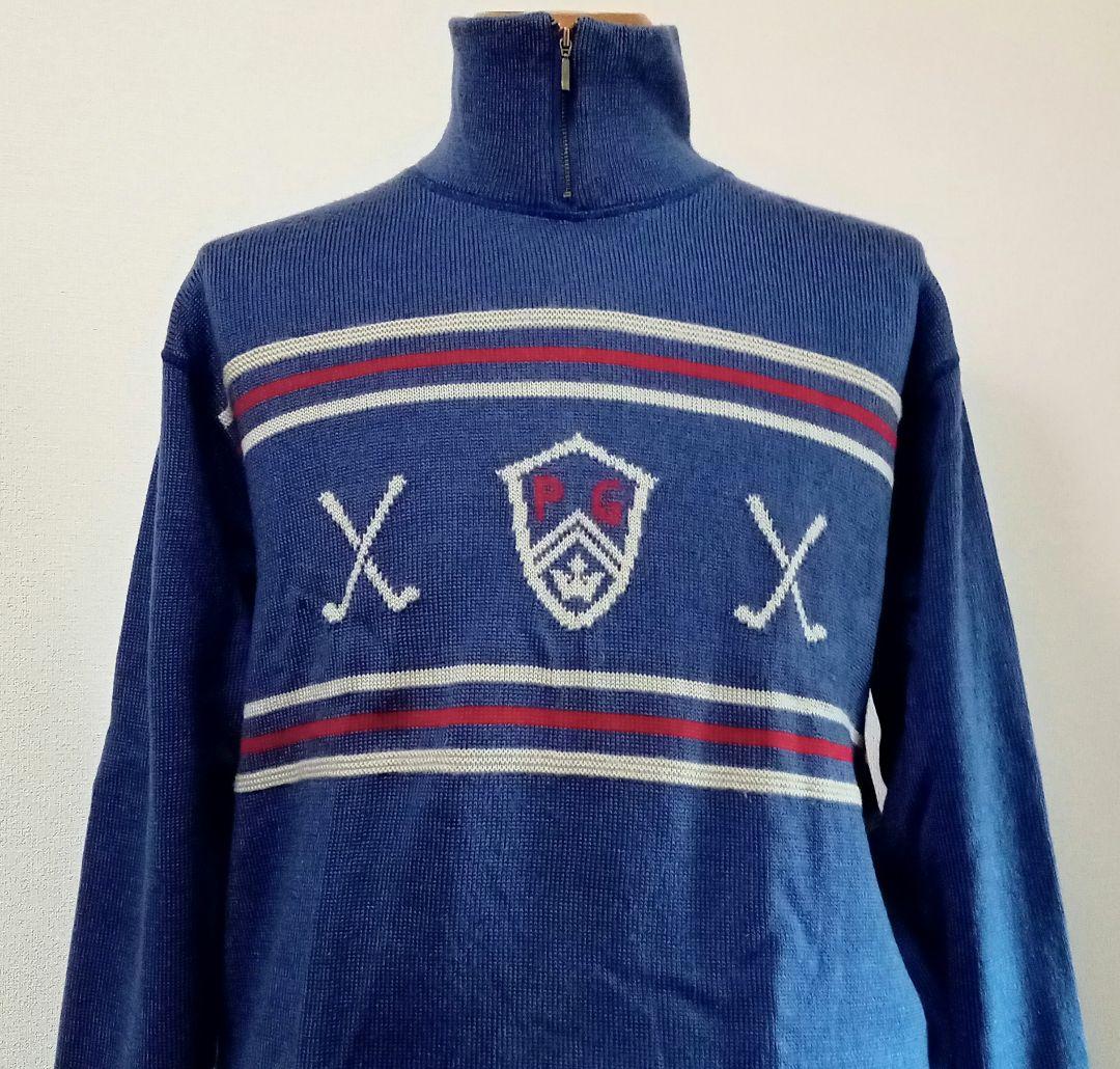 未使用パーリーゲイツ　ハイネックセーター　サイズＬ　日本製　冬プレーも温かい衿元