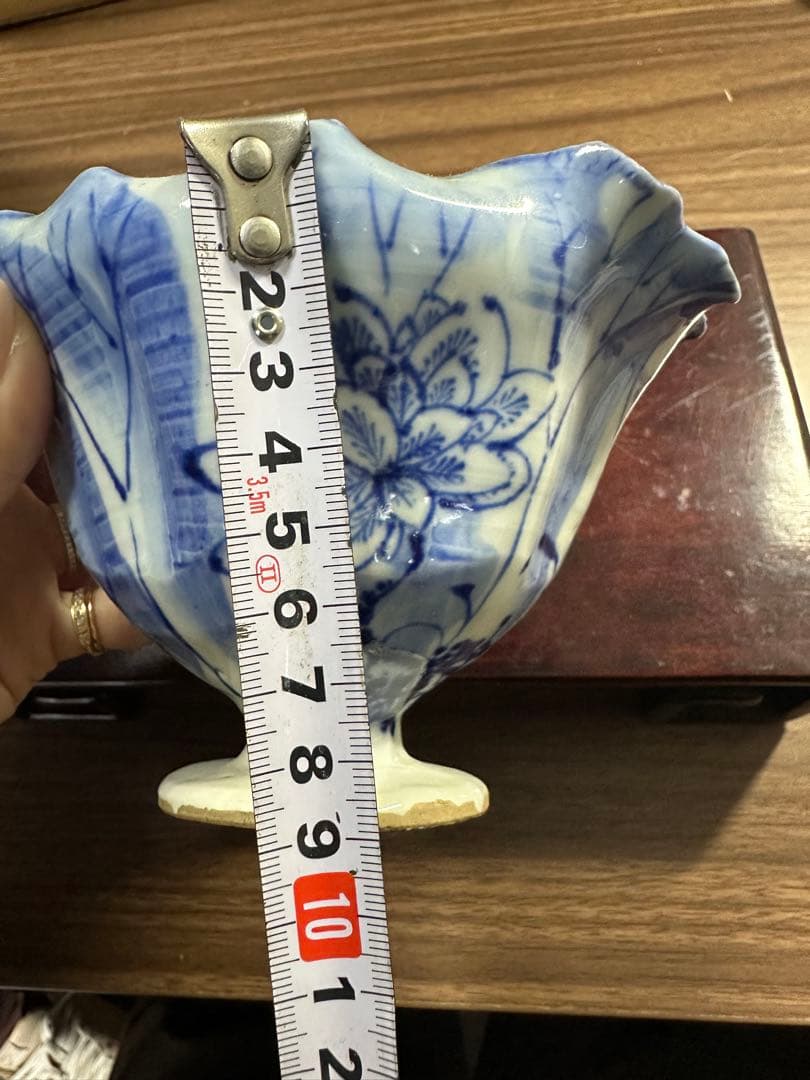 宮田亀寿造　蓮の葉文　青華建水　鉢