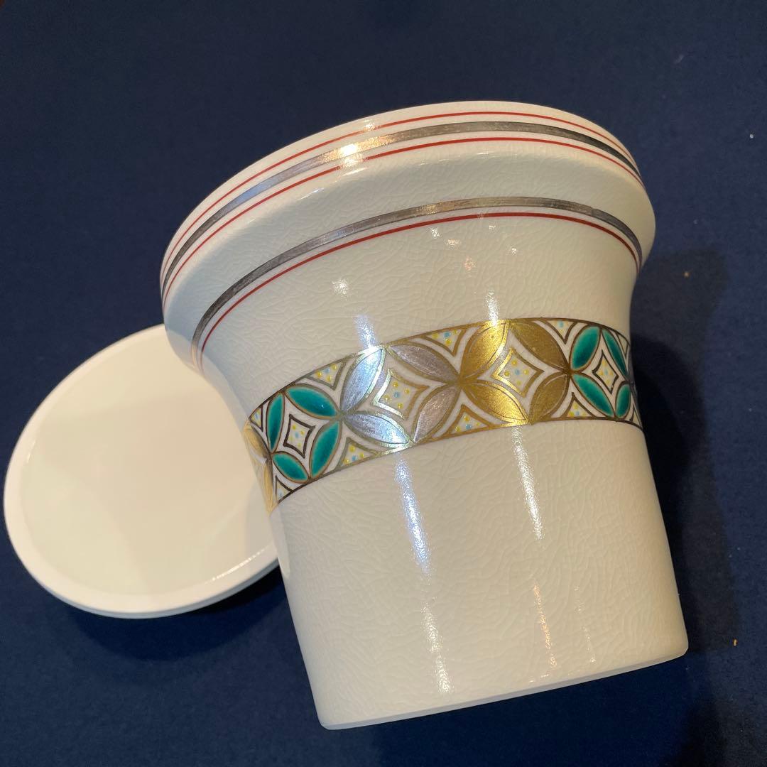 【御室窯】の「仁清 七宝 宝尽」『末広 水指』共箱　茶道具　※美品