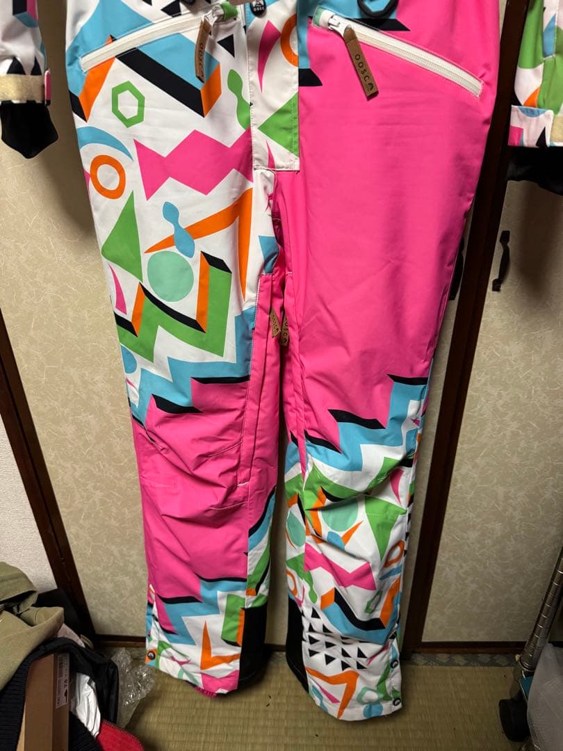 OOSC スキーウェア マルチカラー ジャンプスーツ　スノーボードウエア