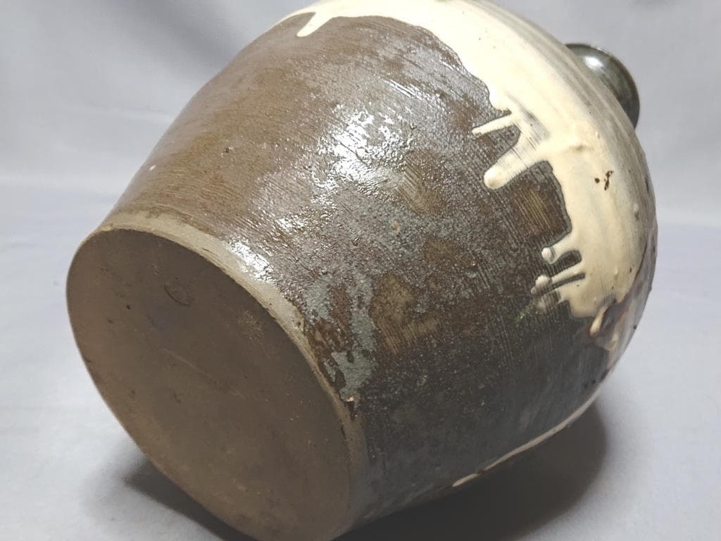 旧家蔵出し　江戸期　唐津　緑釉刷毛目　注徳利