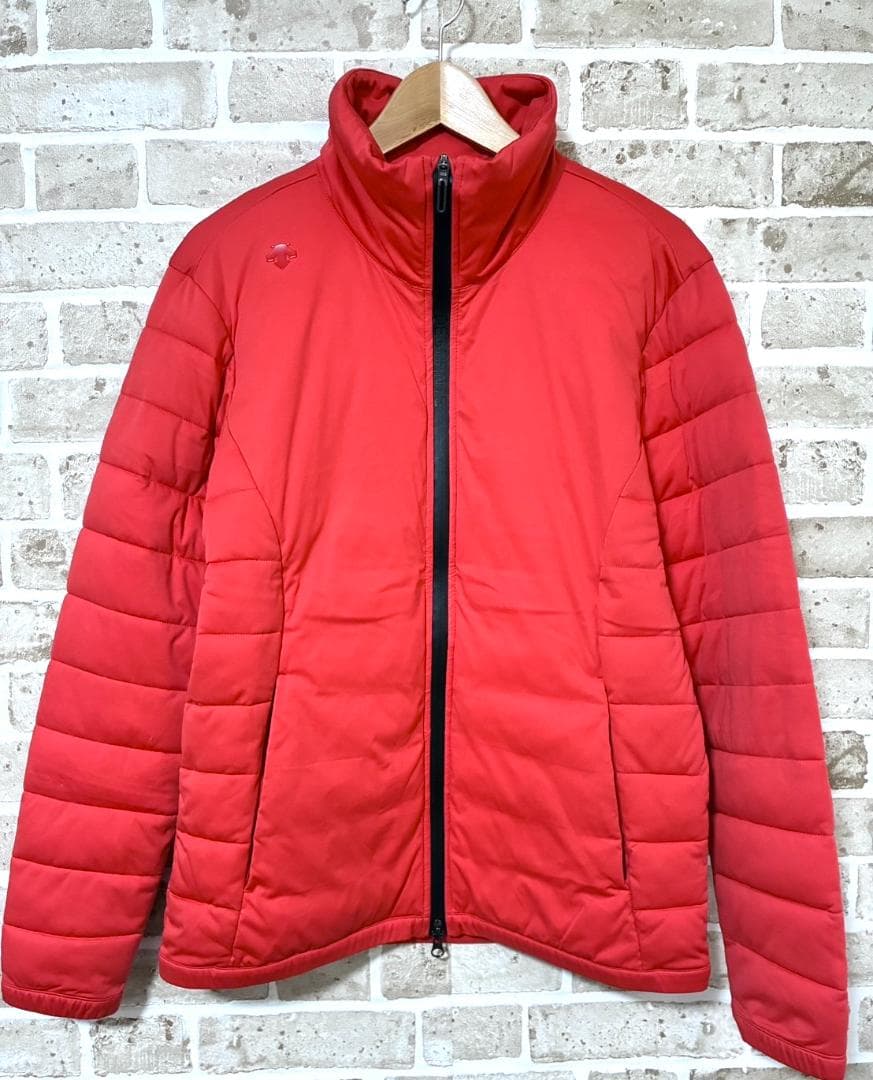 【フォロー割】デサントゴルフ メンズ フルジップ中綿ジャケット Mサイズ レッド