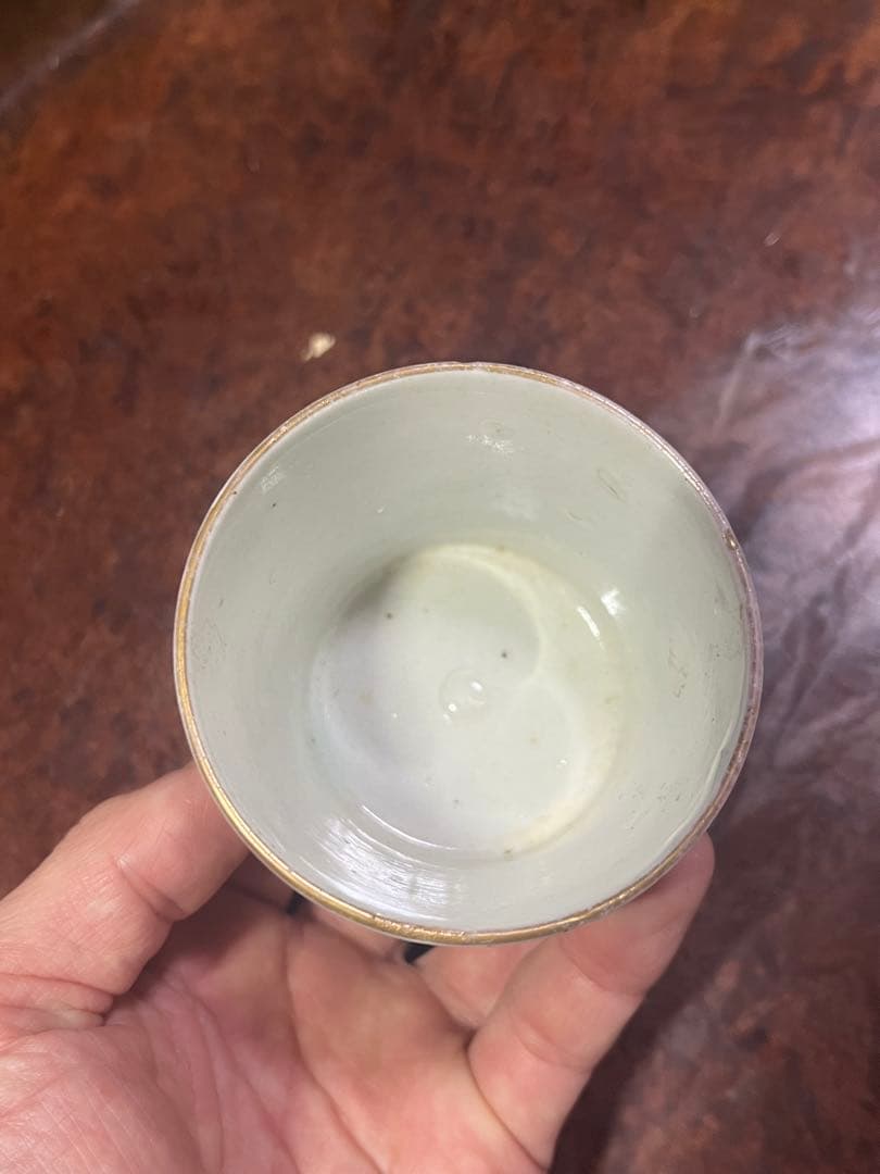 古伊万里　無傷完品　鮎　色絵　流水　そば猪口　蕎麦猪口　双魚