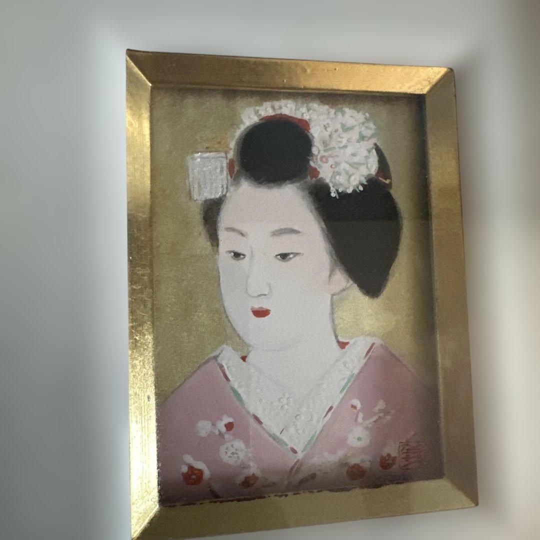日本画 舞妓女性 金色フレーム