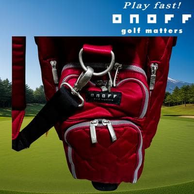 【美品】ONOFF オノフ レディース カート式 キャディバッグ レッド