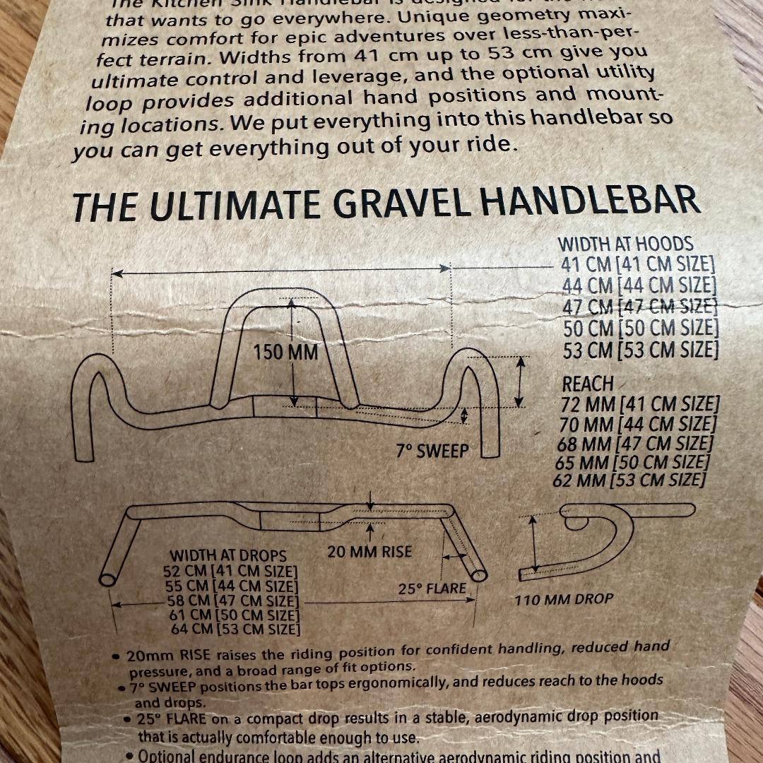 Redshift Kitchen Sink ハンドルバー 41cm グラベル用