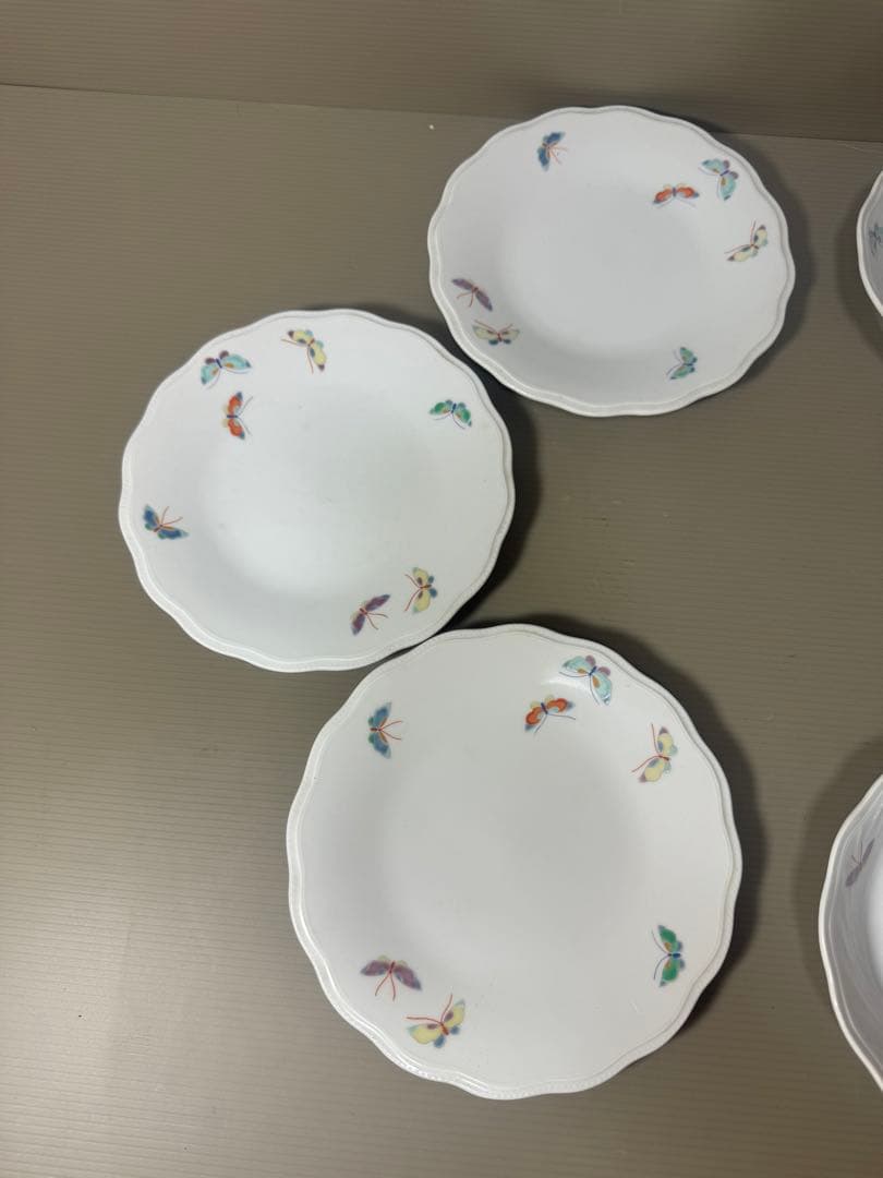 2143 深川製磁　蝶文　皿3客　鉢3客
