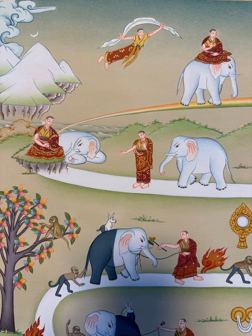 チベット手描き　ニルヴァーナ涅槃への道