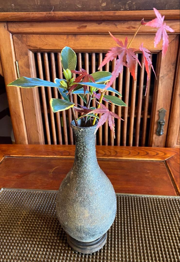 古美術　薪窯常滑焼　一輪挿し・花器　 4点セット ヴィンテージ　レア