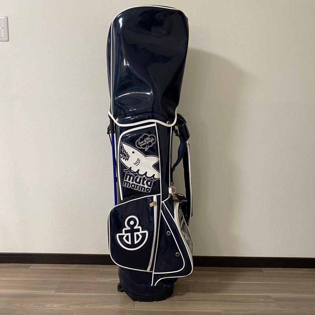 ムータマリンゴルフ　キャディバック　紺色　サメ