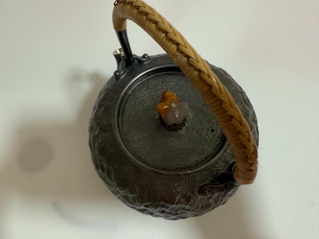 純銀製 瑪瑙摘み ひしき 岩目 湯沸 銀瓶 煎茶道具