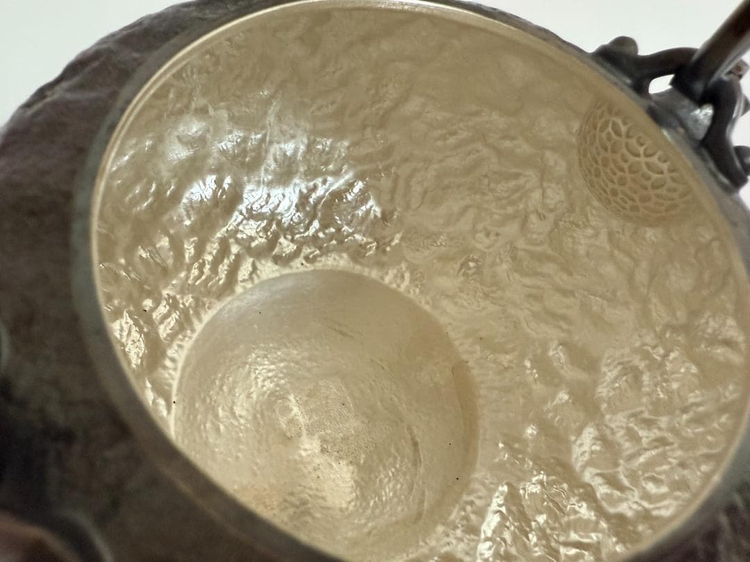 純銀製 瑪瑙摘み ひしき 岩目 湯沸 銀瓶 煎茶道具