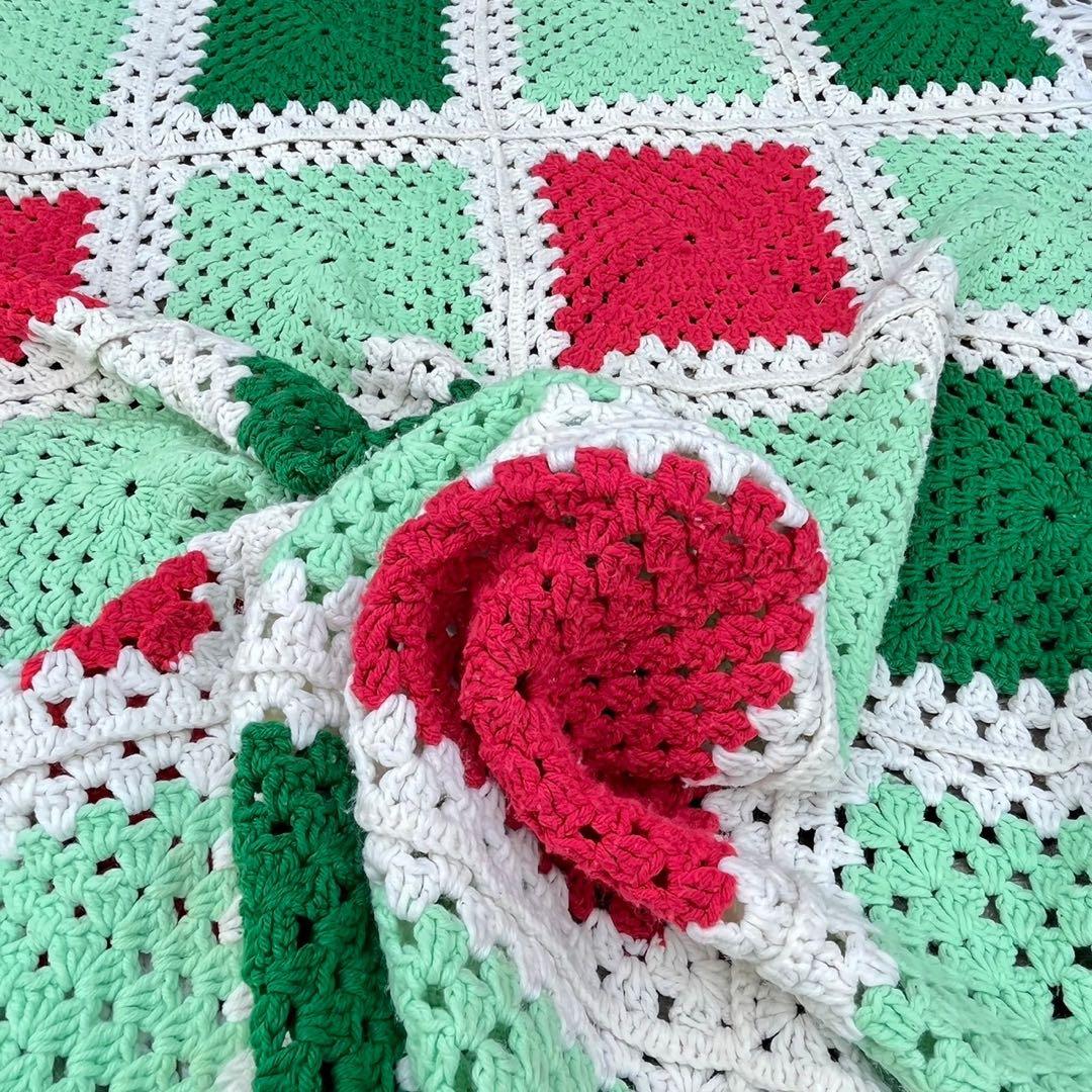 【USA vintage】グラニーブランケット　スクエモチーフ　アメリカ