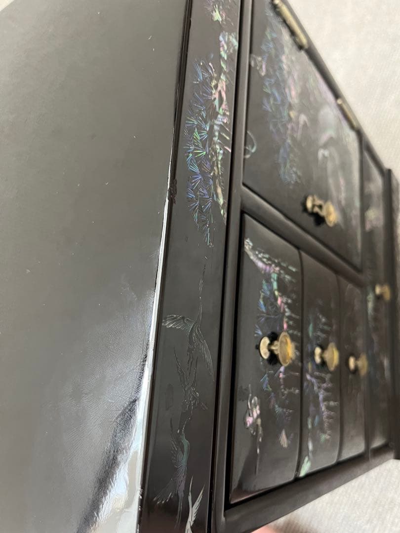 【韓国　螺鈿細工】伝統民芸品　ジュエリーボックス　青貝象嵌細工　アンティーク