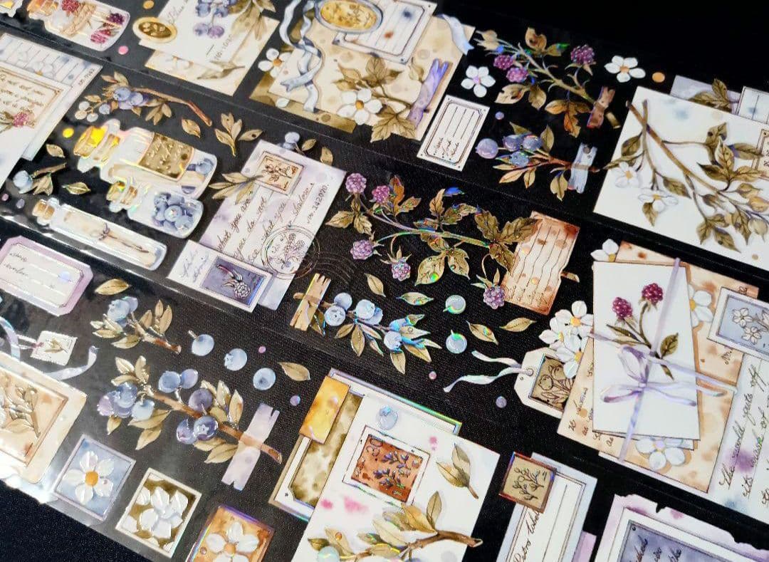 巻売 489★ 海外 マスキングテープ マステ PET 装飾 花 虹光