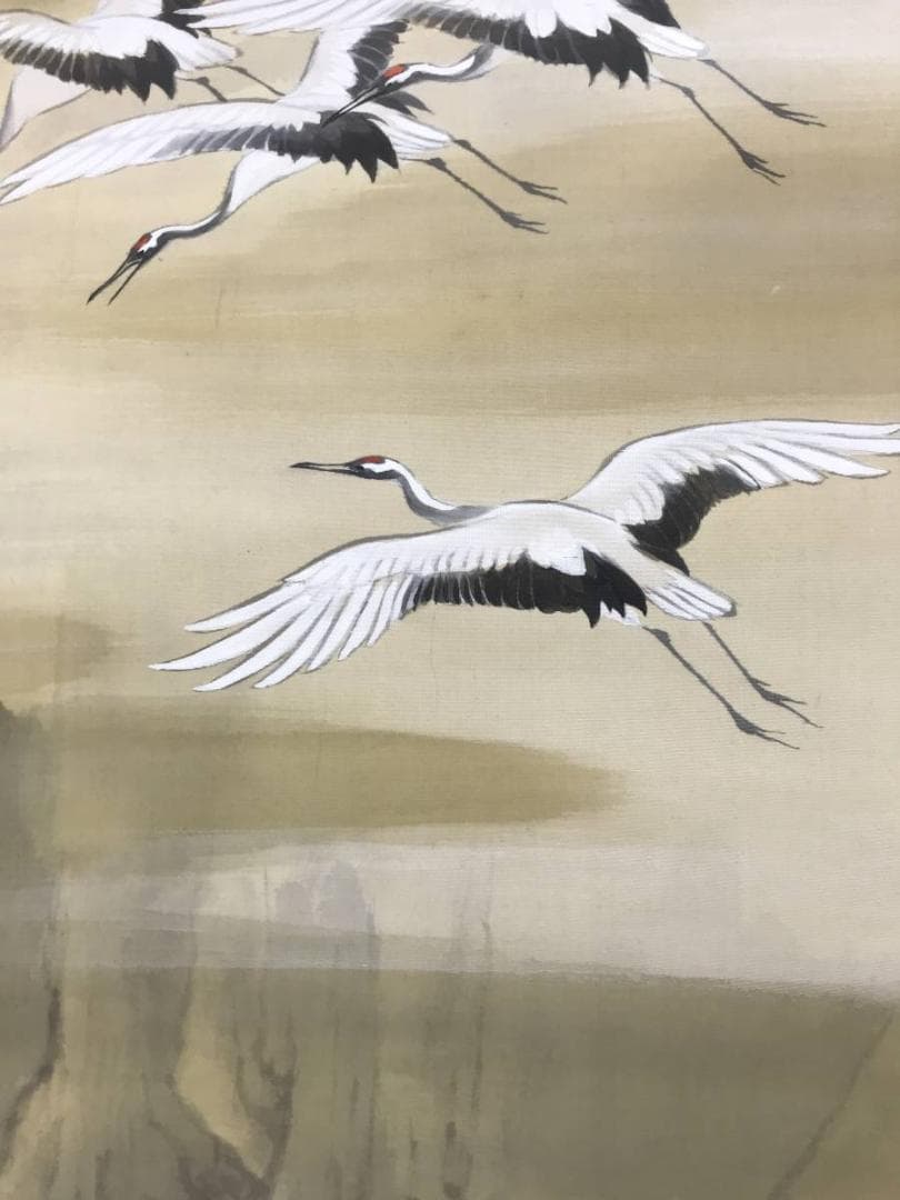 【真作】伊藤渓水/鶴図/舞鶴図/群鶴図/旭日鶴舞図/掛軸/名家伝来/AC-561