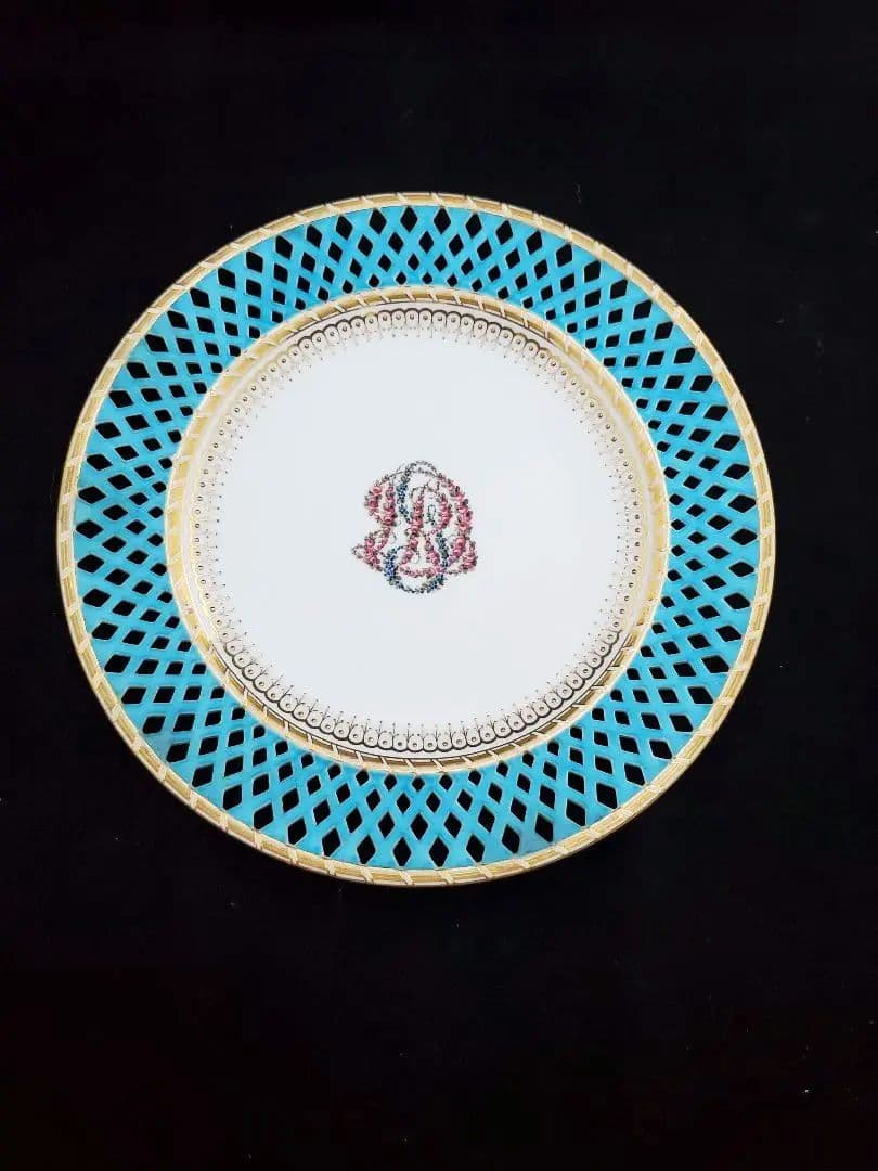 オールドミントン 花文字絵皿 19世紀