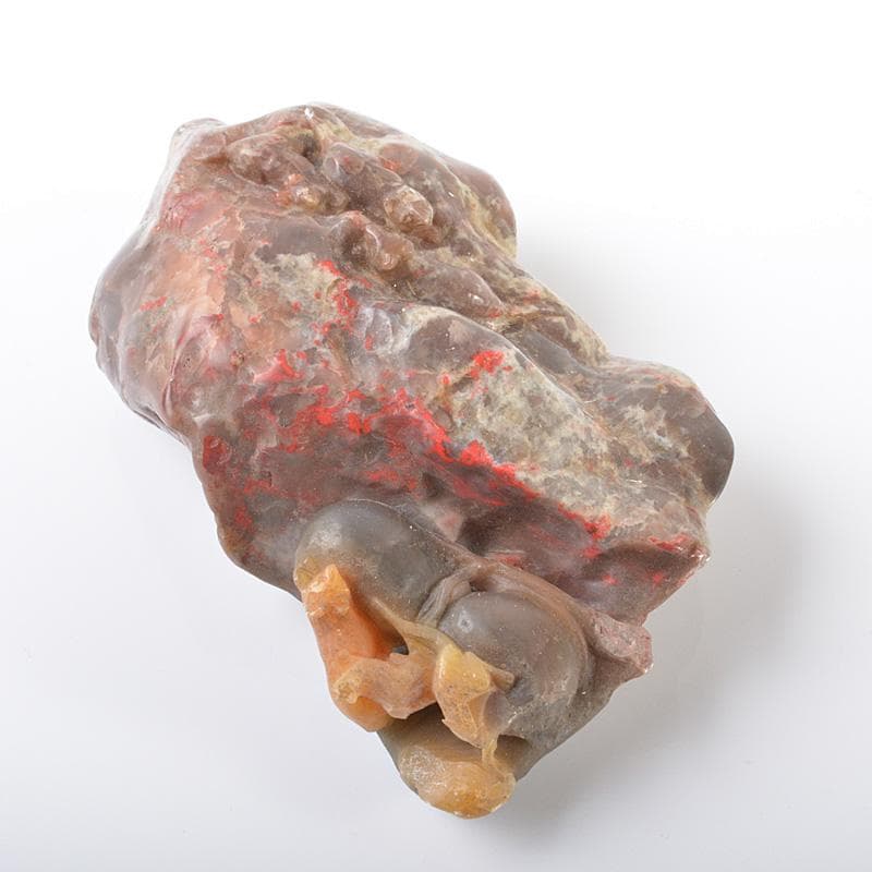 中国　玉石鶏血石　神獣彫　置物　紙鎮　筆架　重さ約306ｇ　M　R6131