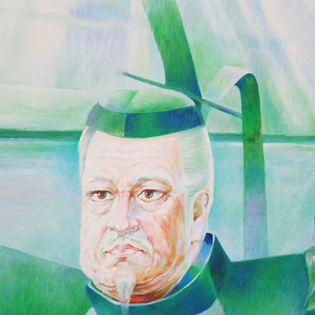 1点物！油絵50号『御来光差す徳川家康と側近』歴史物　額入り