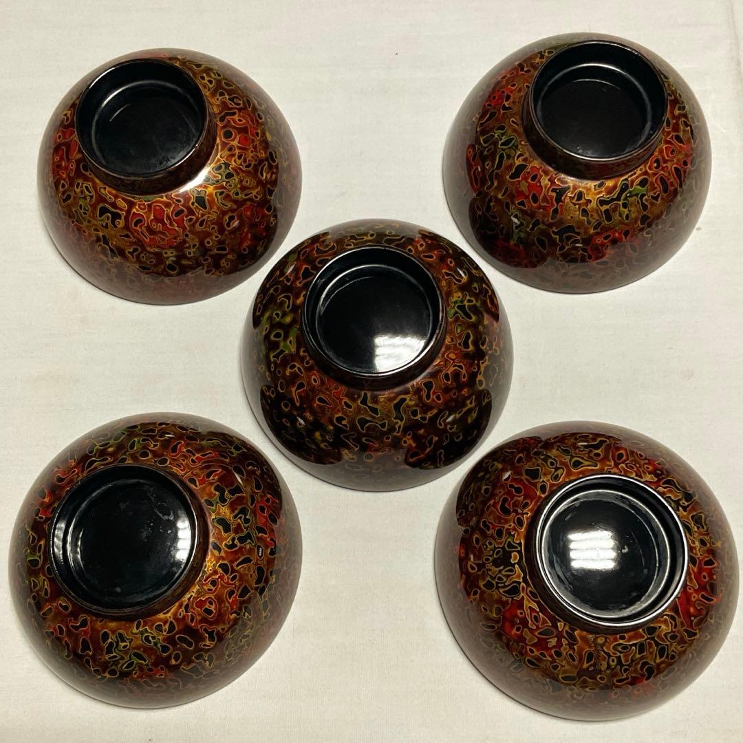 津軽塗り お椀5客セット 和食器 漆器 汁椀 ヴィンテージ