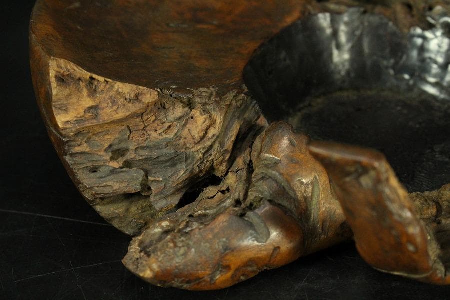 茶道具 奇木 手付 煙草盆 古銅火入 香炉 珍品(K-YC391)