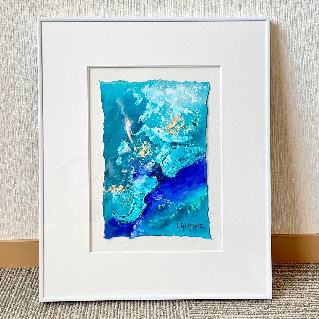 絵画 アート作品 LALAGUE 青と金　抽象画