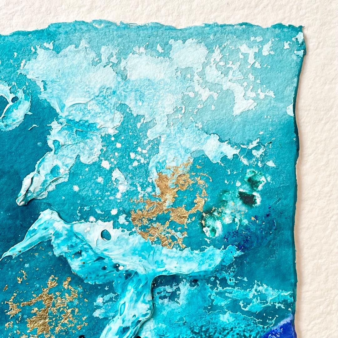 絵画 アート作品 LALAGUE 青と金　抽象画