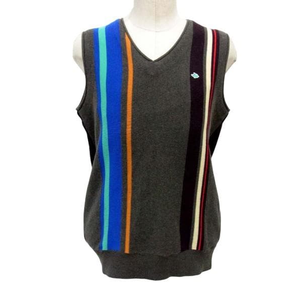 パーリーゲイツ　Vネック　ニット ベスト　ロゴ刺繍　2　レディース L　ゴルフ