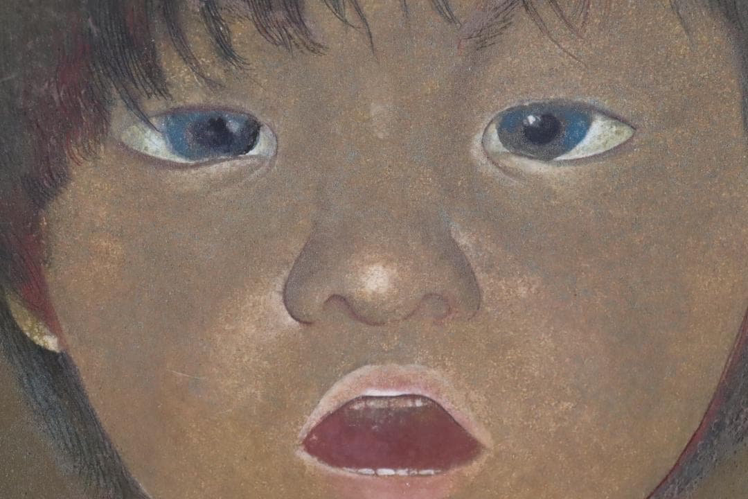 真作保証 堀泰明 「童暦」 日本画10号 共シール タトウ箱付 日展人気作家