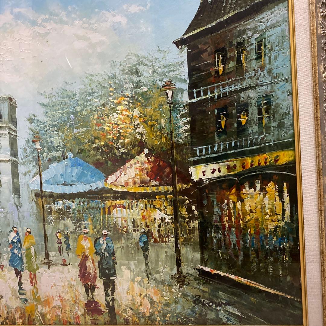 値下げ　フランス街の風景 エトワール凱旋門　人気の高級油彩画 横90×縦67