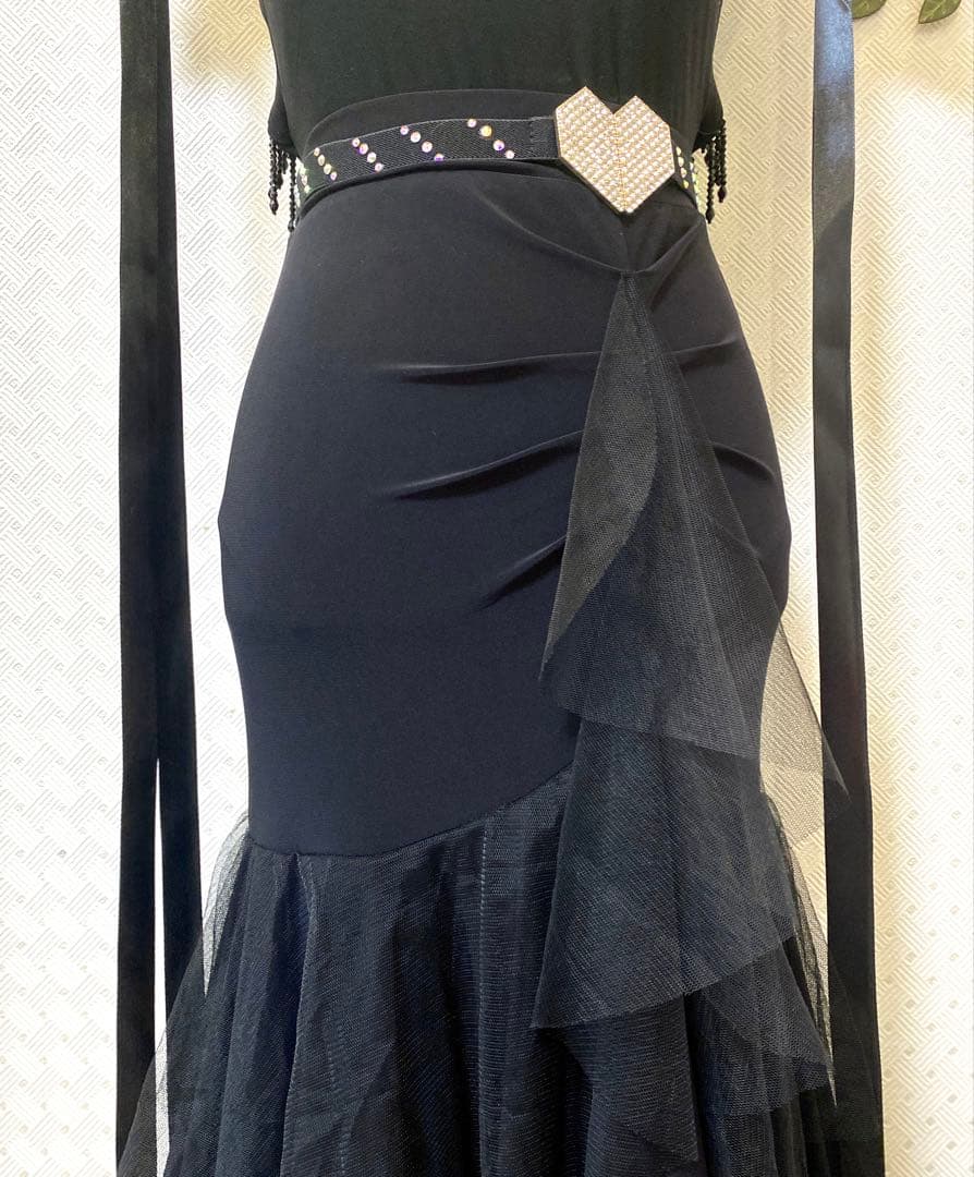 社交ダンス★レッスンウェア★レオタード★ベルト★フロート★スカート