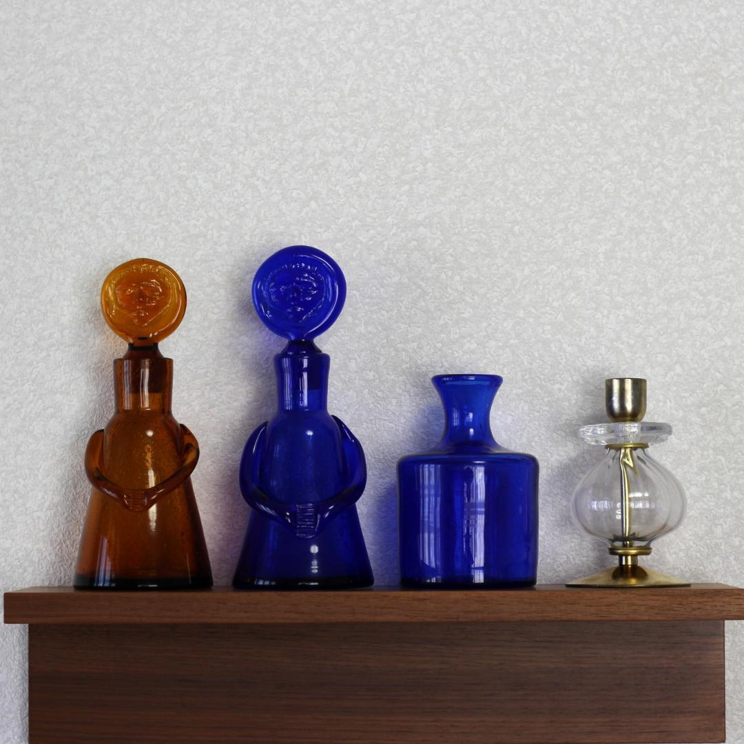 【サイン有り】エリックホグラン　Erik Hoglund　ブルーガラス 花器花瓶