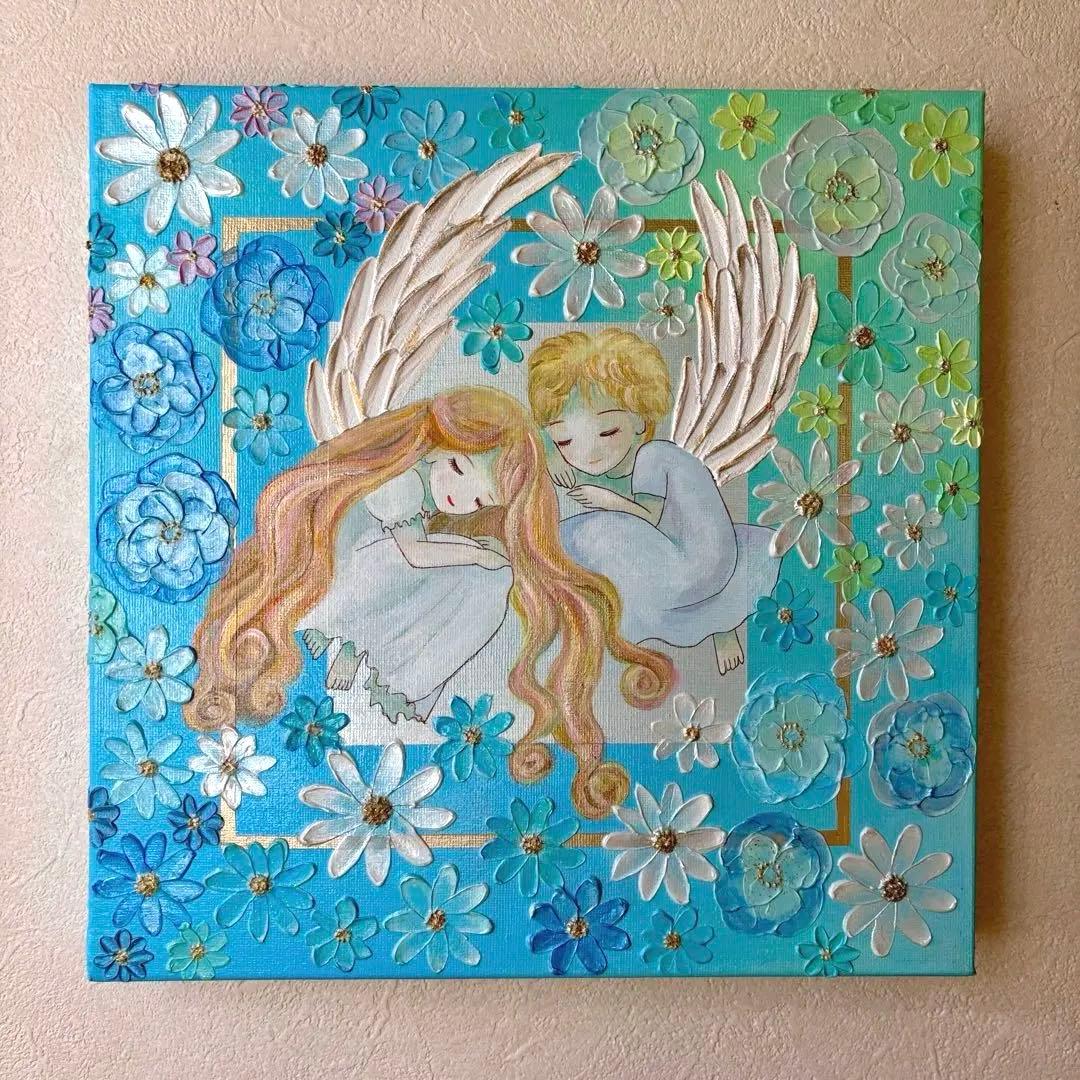 天使の安らぎ 原画｜テクスチャーアート・癒しのインテリア絵画 30cmスクエア