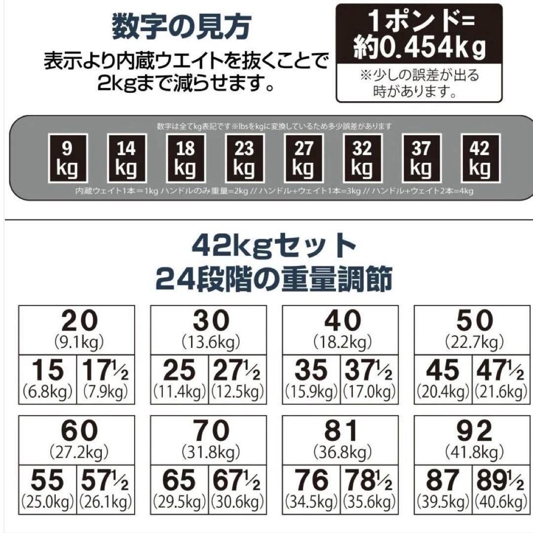 最強の可変式ダンベル　42kg✖︎2セット　調整ラクラク