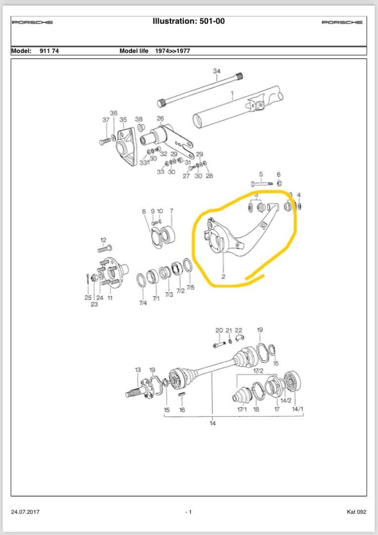 PORSCHE 930 右リアトレーリングアーム新品