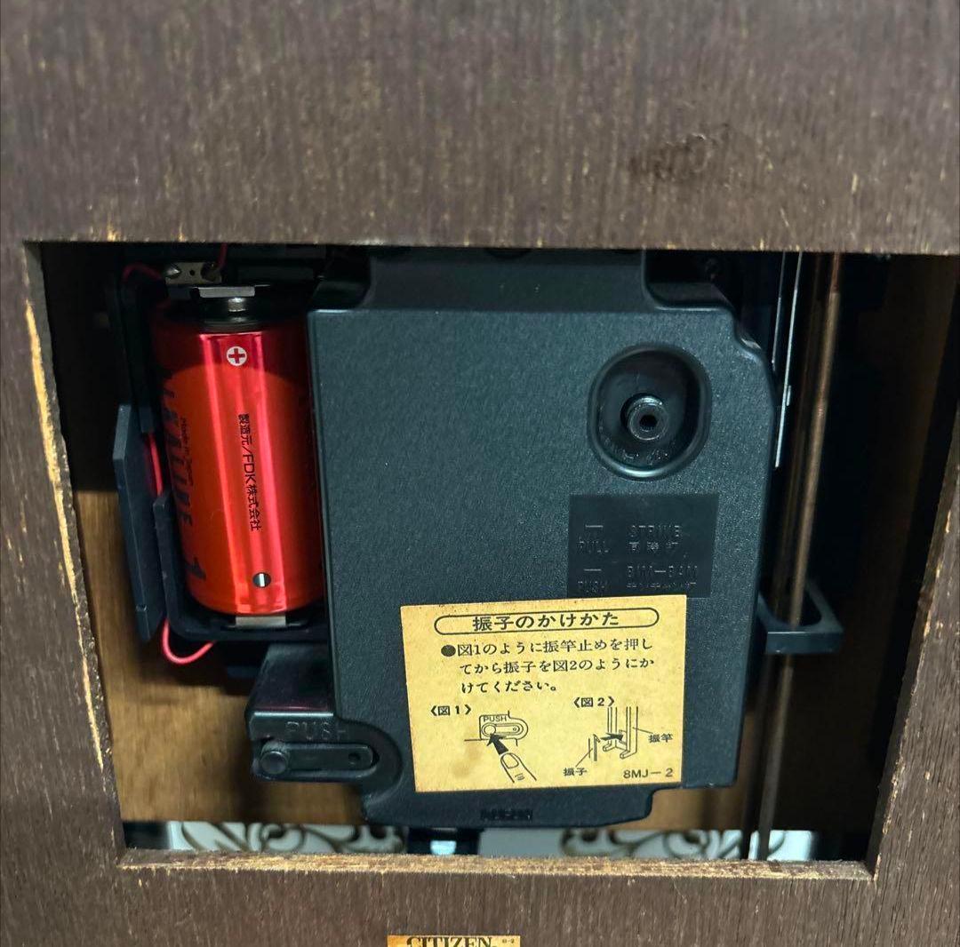 CITIZEN 振り子時計 昭和レトロ クオーツ 日本製 ウッド調 アンティーク