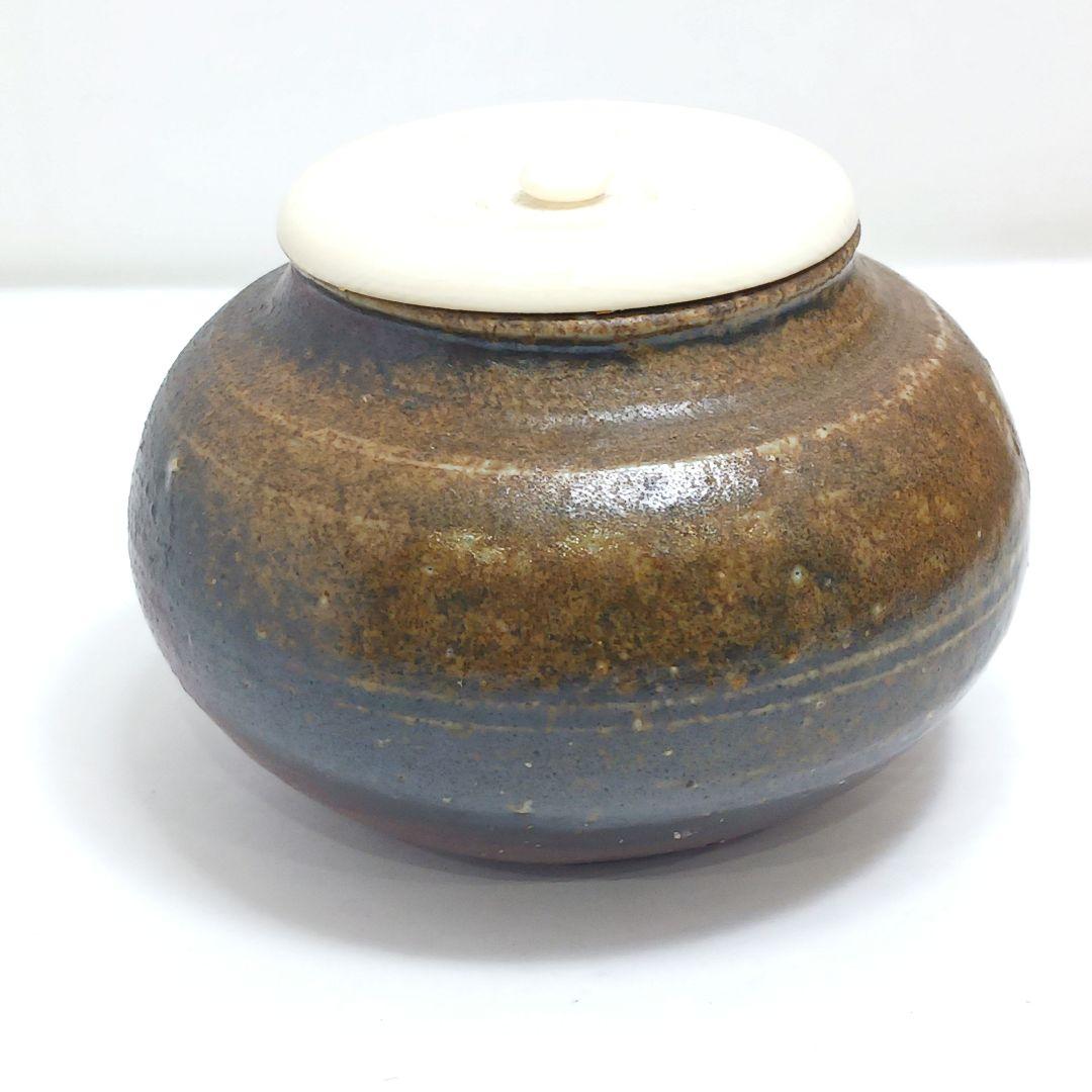 Y3339-5 備前焼 高原敏 茶入 共箱 古代名物裂仕覆付　#13