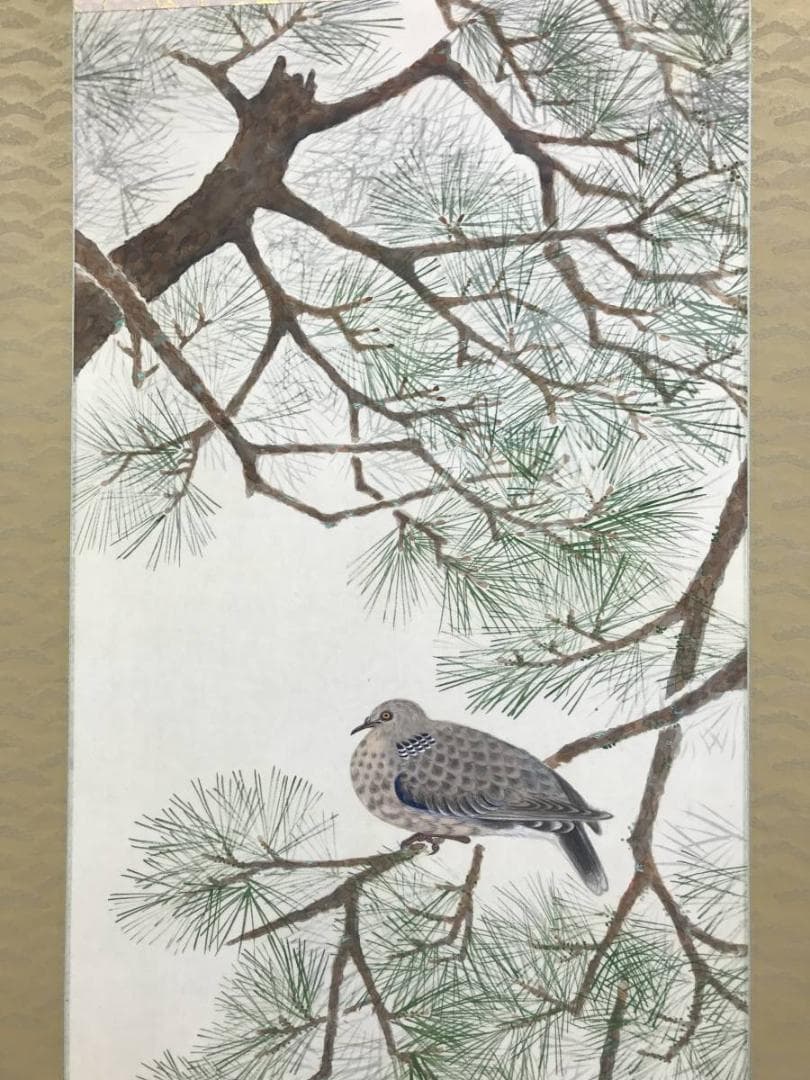 真作/松歳/八幡鳩図/松に鳩図/鳥図/八幡神社/八幡神使/名家伝来/AE-97