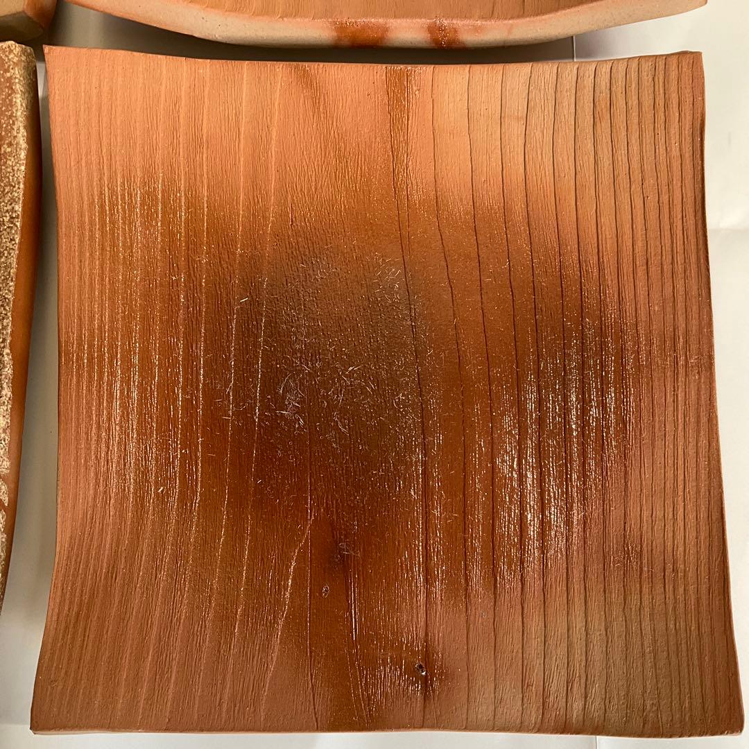 備前焼　人間国宝藤原雄先生監修南燦窯作　備前緋襷四方板皿