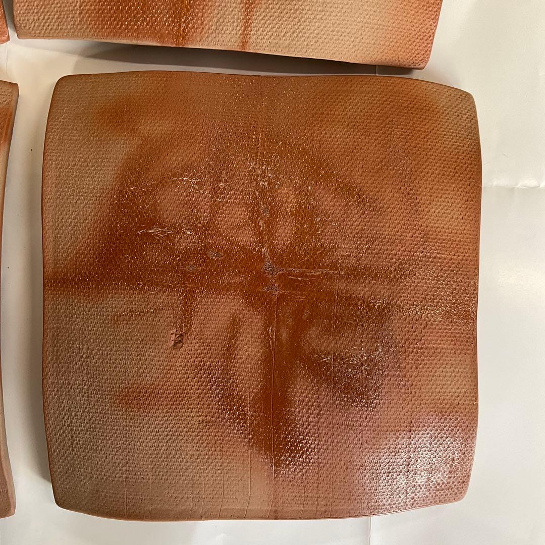 備前焼　人間国宝藤原雄先生監修南燦窯作　備前緋襷四方板皿