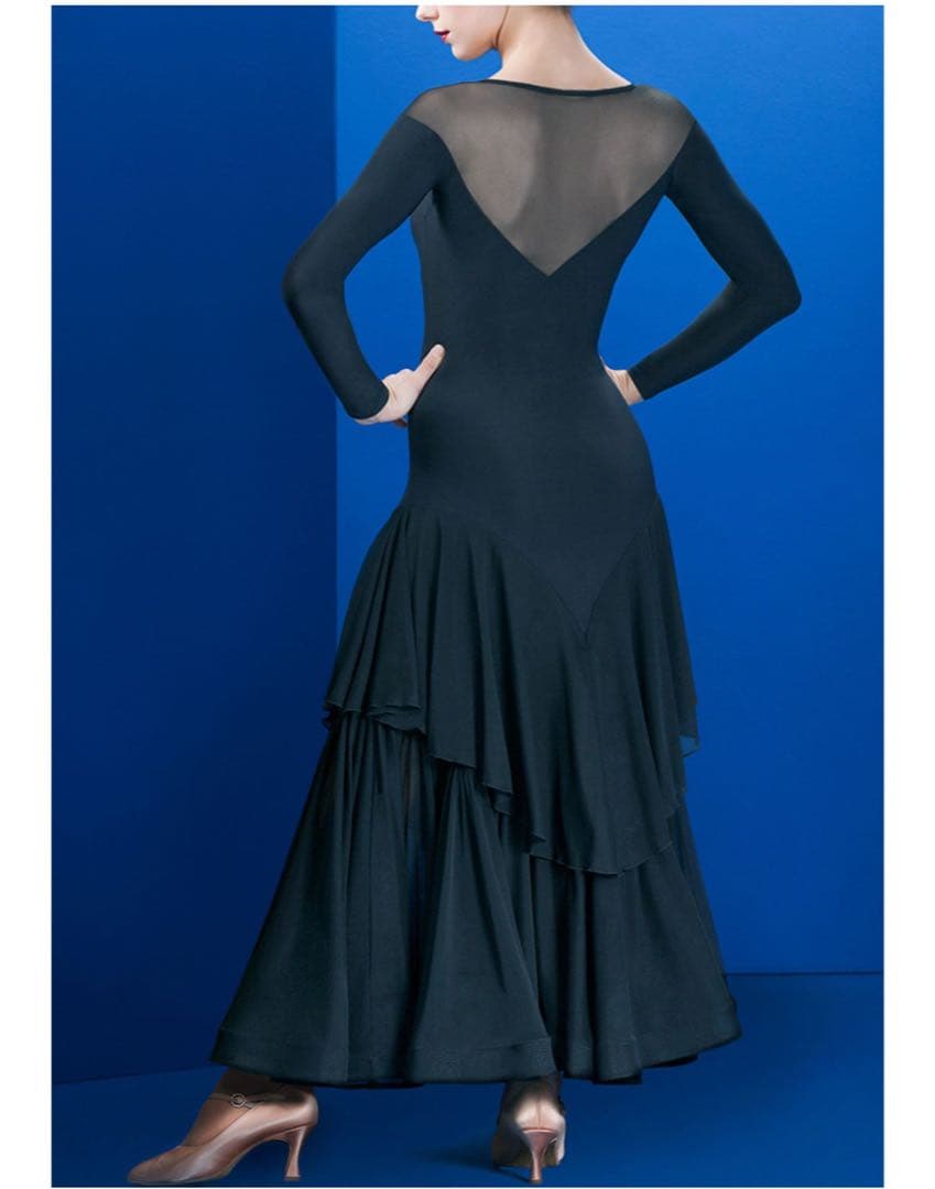 社交ダンス衣装 モダンドレス ロングワンピース モダン クリスアンクローバー生地