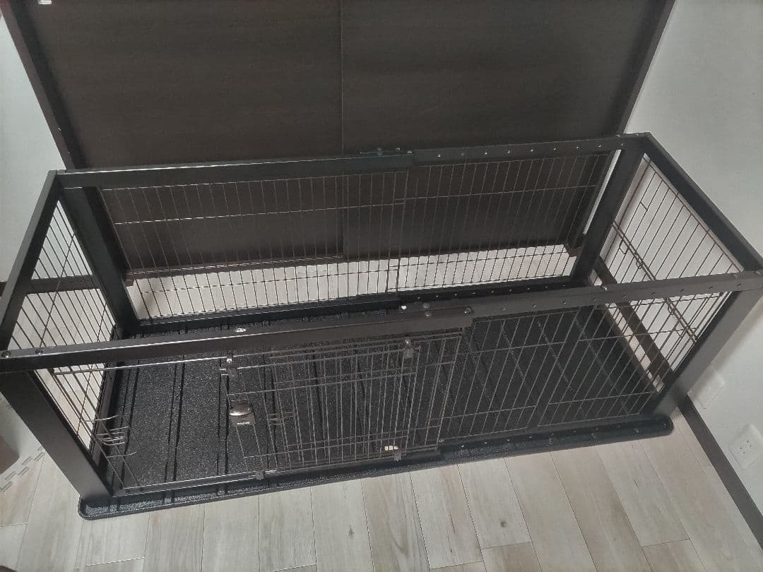 リッチェル 木製スライドペットサークル レギュラー＆仕切り ダークブラウン