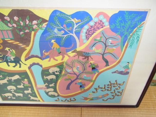 ’70年文化大革命◆高風作『農村風景』金山農民画 第４回江南之春美術展１等受賞者