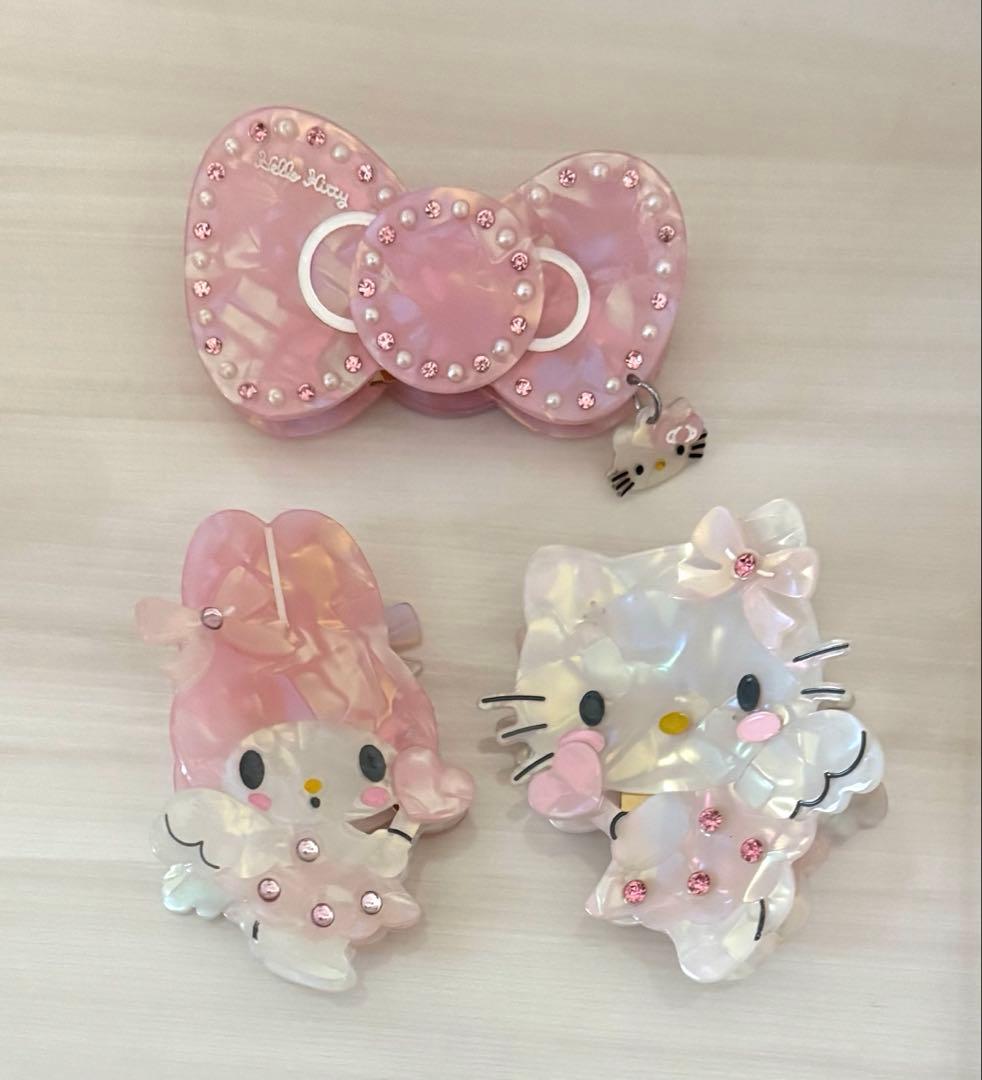 ナギサパリ　マイメロ　キティ　リボン　ヘアクリップ